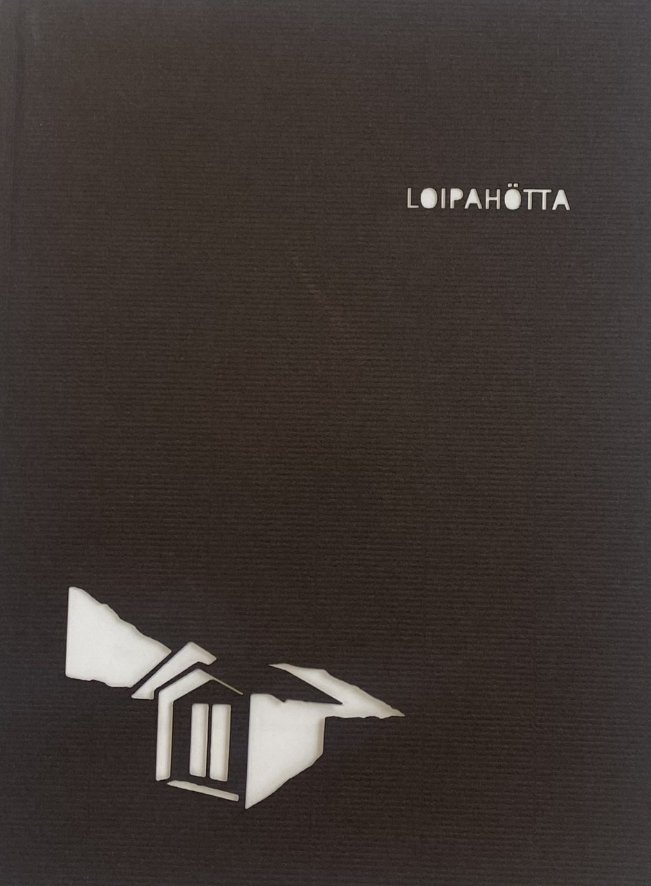 Braunes Buchcover Loipahötta mit ausgelasertem Bild Liechtenstein School of Architecture