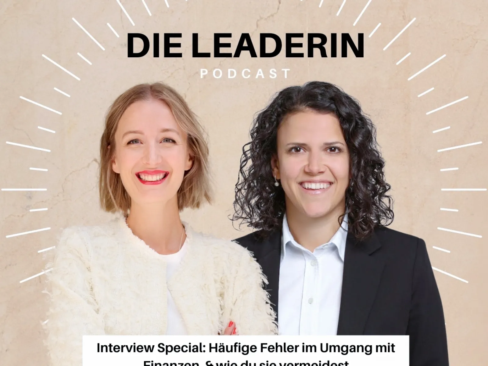 Podcast Cover zu Leadership und Finanzen mit zwei Referentinnen und Titelgrafik