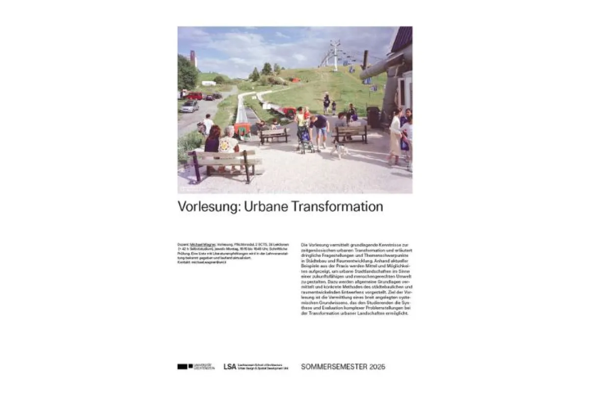 Plakat zur Vorlesung "Urbane Transformation"