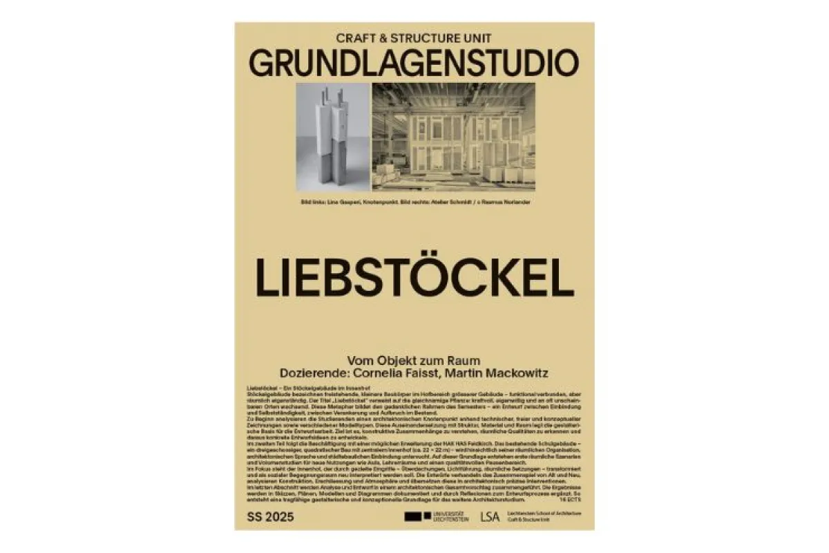 Beiges Poster zum Grundlagenstudio Handwerk und Struktur vom WS25/26