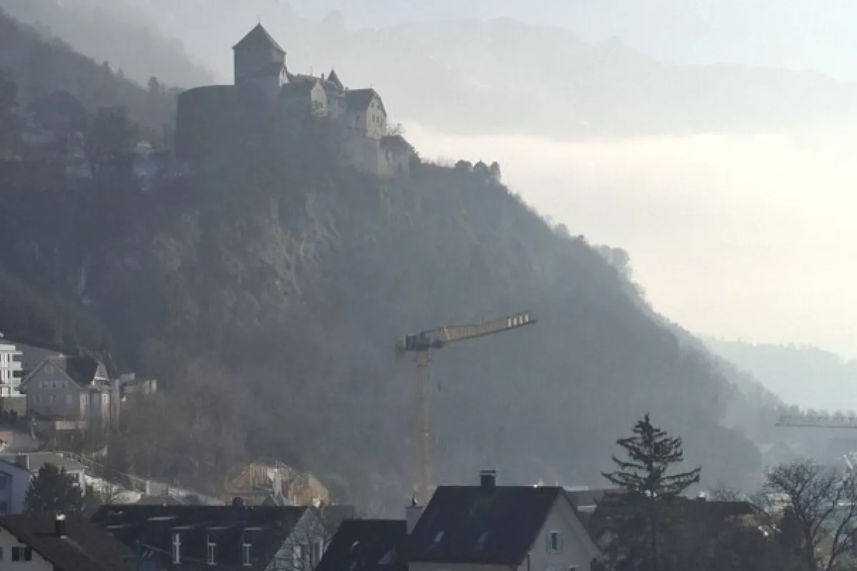 Bild mit Schloss und Weinberg.