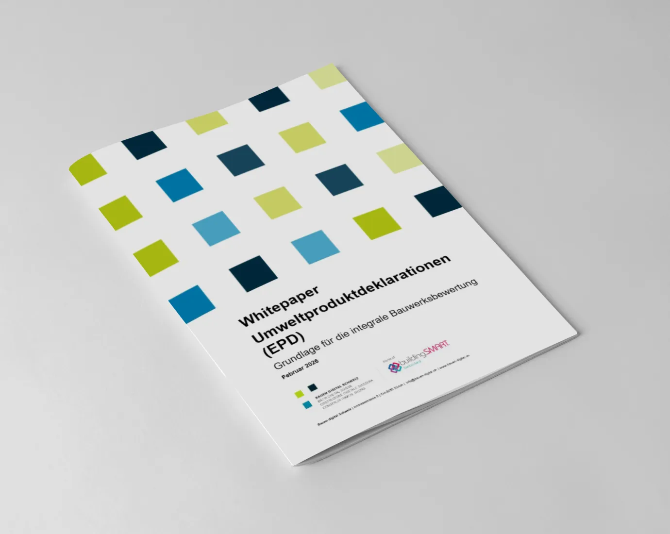 Cover mit bunten Quadraten und schwarzer Schrift