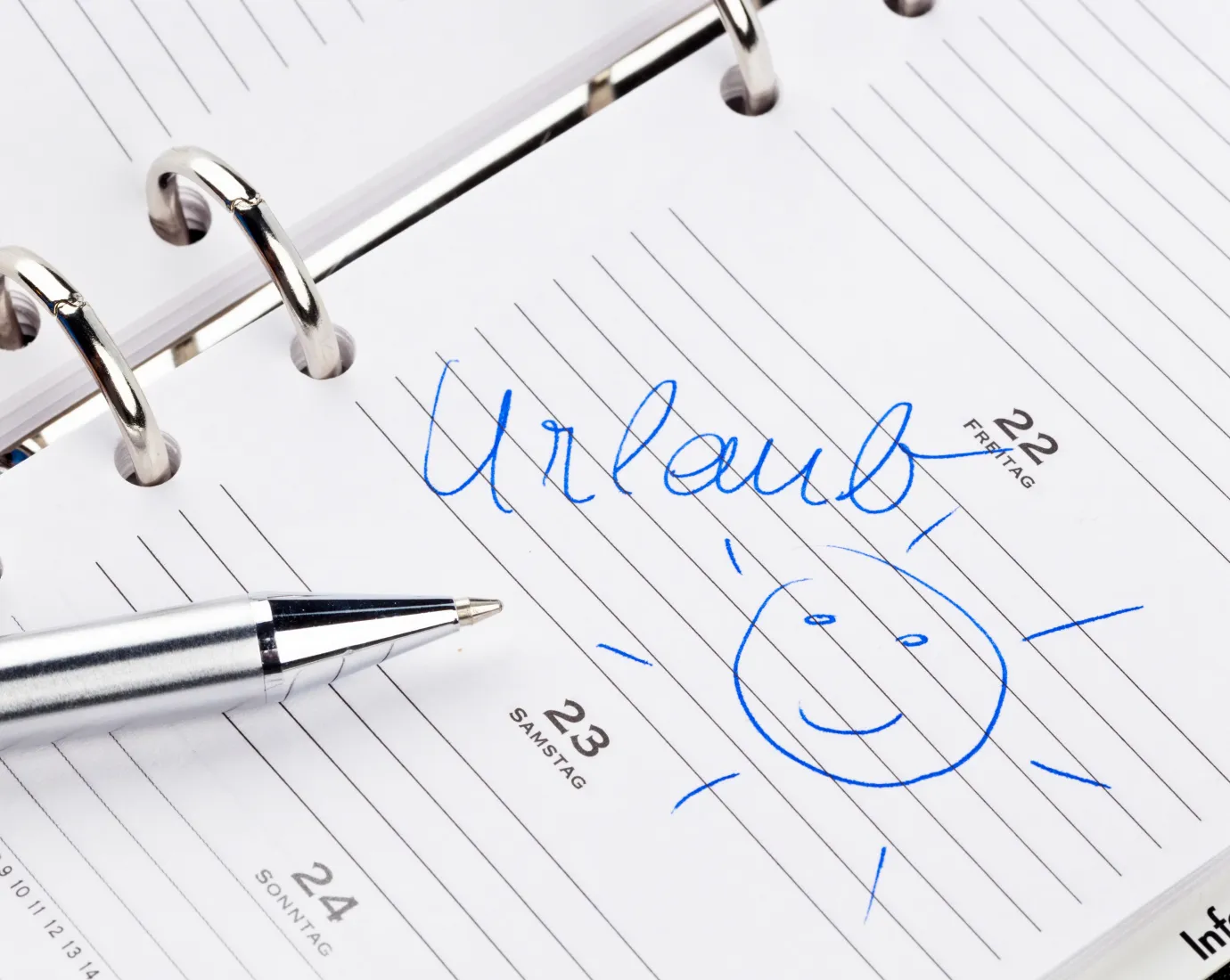 Notiz Urlaub im Terminkalender