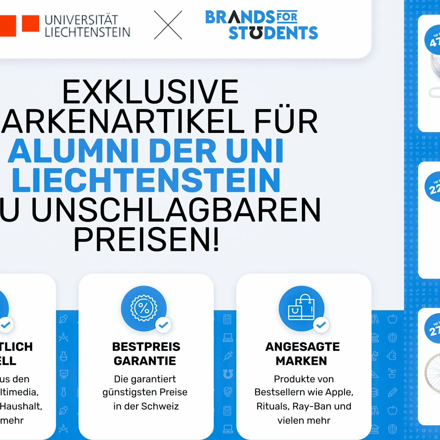 Angebote für Alumni der Universität Liechtenstein auf dem Markenportal Brands for Students