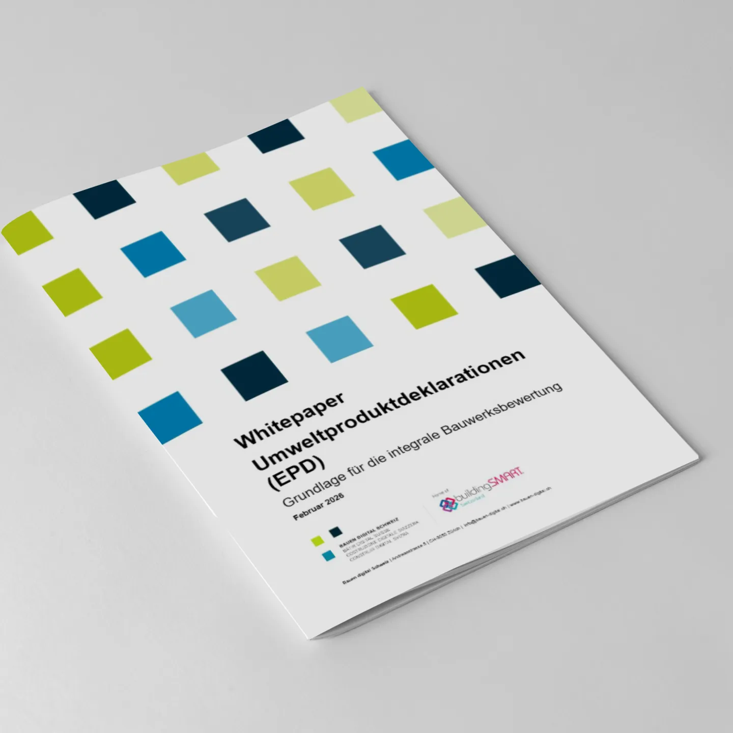 Cover mit bunten Quadraten und schwarzer Schrift