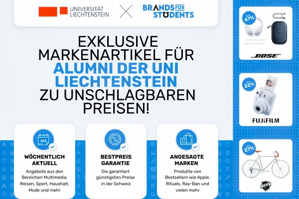Angebote für Alumni der Universität Liechtenstein auf dem Markenportal Brands for Students