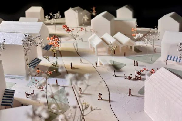 Modellfoto mit weissen Häusern