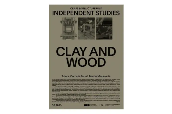 Olivfarbenes Cover mit dem Titel "Clay and Wood"