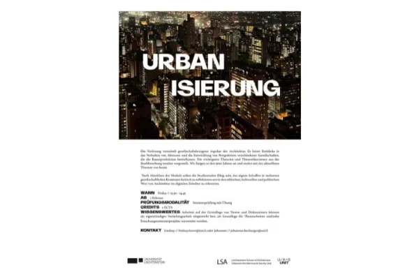 Plakat zur Vorlesung "Urbanisierung"