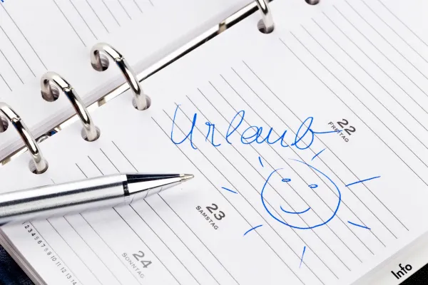 Notiz Urlaub im Terminkalender